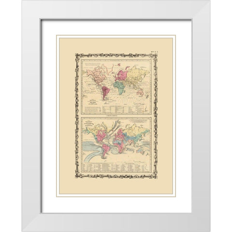 Ocean Currents River Systems - Johnson White Modern Wood Framed Art Print with Double Matting by Johnson