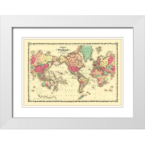 Mercator Projection - Johnson White Modern Wood Framed Art Print with Double Matting by Johnson
