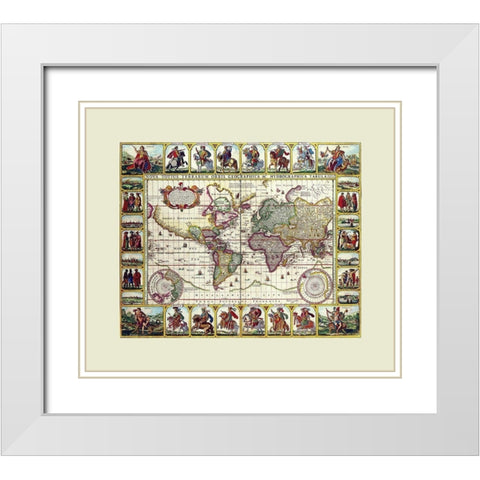 World - Piscator White Modern Wood Framed Art Print with Double Matting by Piscator