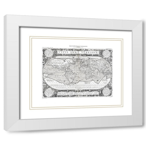 World - Ortelius 1587 White Modern Wood Framed Art Print with Double Matting by Ortelius