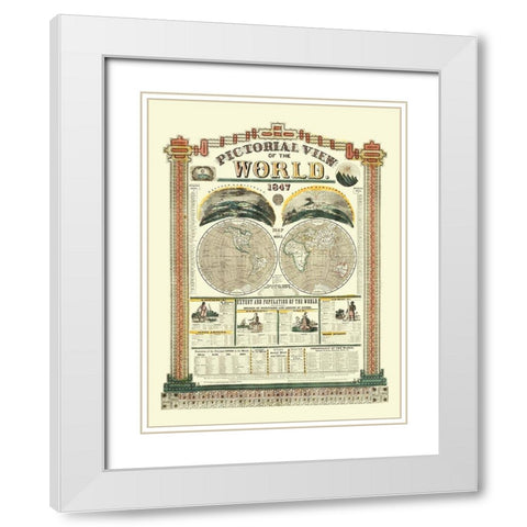 World Pictorial View - Phelps 1847 White Modern Wood Framed Art Print with Double Matting by Phelps