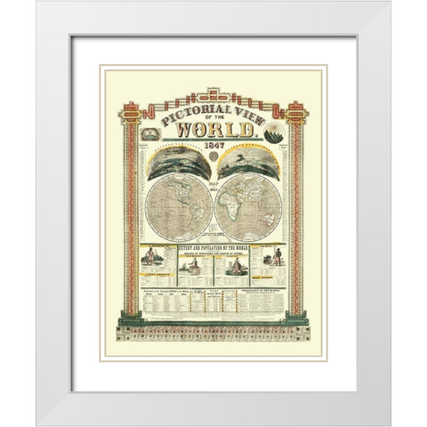 World Pictorial View - Phelps 1847 White Modern Wood Framed Art Print with Double Matting by Phelps