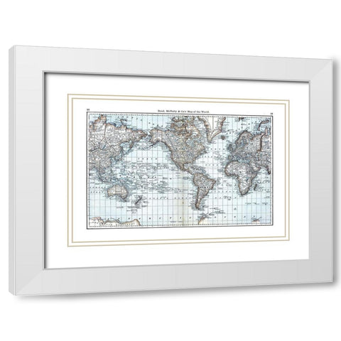 World - Rand McNally White Modern Wood Framed Art Print with Double Matting by Rand McNally