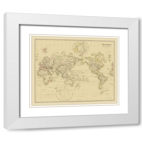 Mercator Projection - Arrowsmith 1835 White Modern Wood Framed Art Print with Double Matting by Arrowsmith