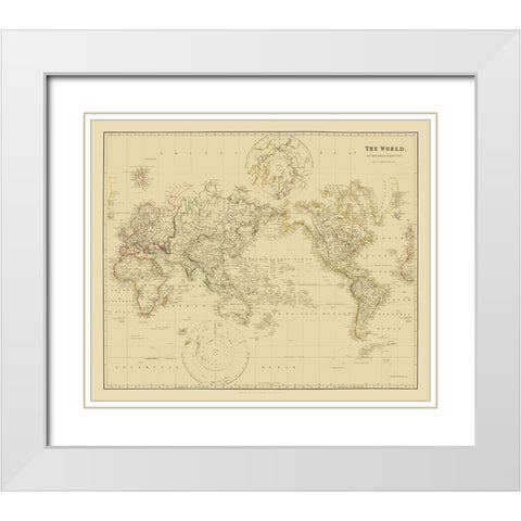 Mercator Projection - Arrowsmith 1835 White Modern Wood Framed Art Print with Double Matting by Arrowsmith