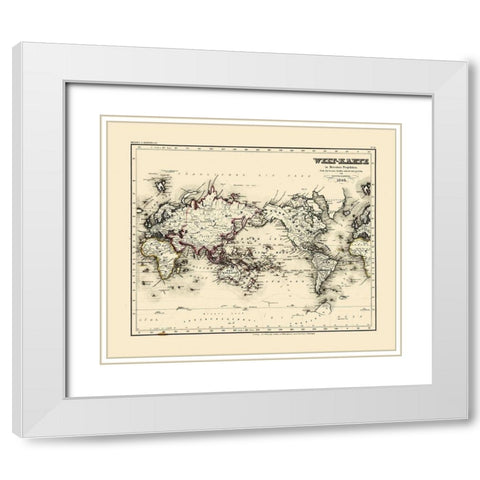 World - Meyer 1844 White Modern Wood Framed Art Print with Double Matting by Meyer