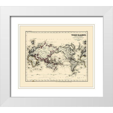 World - Meyer 1844 White Modern Wood Framed Art Print with Double Matting by Meyer