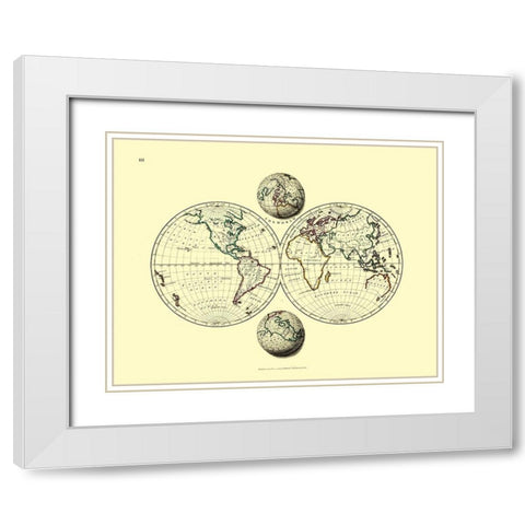 World - Patterson 1804 White Modern Wood Framed Art Print with Double Matting by Patterson