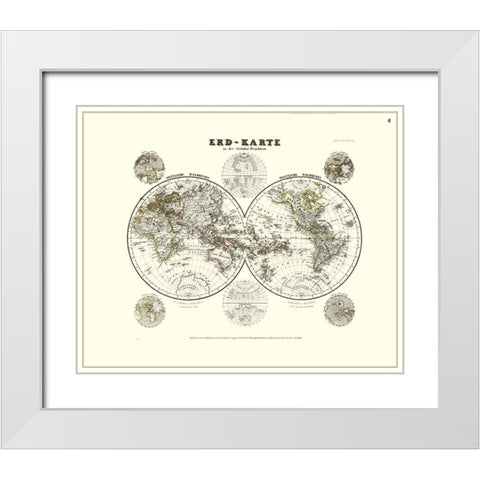World - Meyer White Modern Wood Framed Art Print with Double Matting by Meyer