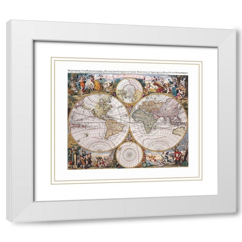 World Hydrographic - Valck White Modern Wood Framed Art Print with Double Matting by Valck