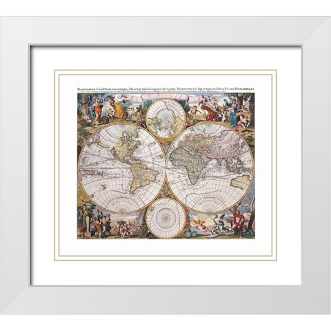 World Hydrographic - Valck White Modern Wood Framed Art Print with Double Matting by Valck