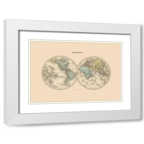 World - Migeon White Modern Wood Framed Art Print with Double Matting by Migeon