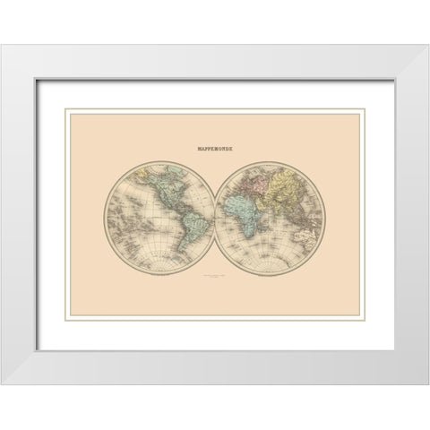 World - Migeon White Modern Wood Framed Art Print with Double Matting by Migeon