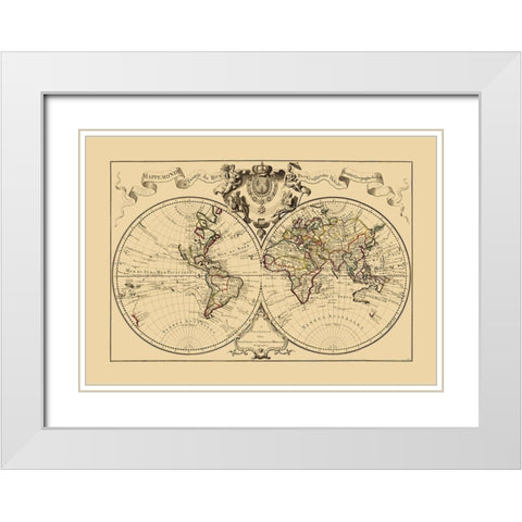 World - De lisle White Modern Wood Framed Art Print with Double Matting by De L''isle