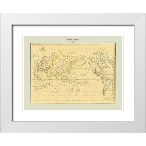 Mercator Projection - 1831 White Modern Wood Framed Art Print with Double Matting by Unknown