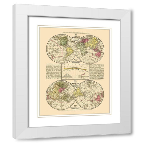 Equatorial Polar Projections - Mitchell 1839 White Modern Wood Framed Art Print with Double Matting by Mitchell