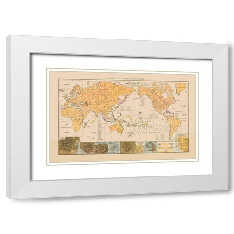 World Volcanos Coral Islands White Modern Wood Framed Art Print with Double Matting by Unknown