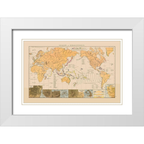 World Volcanos Coral Islands White Modern Wood Framed Art Print with Double Matting by Unknown