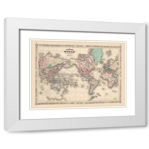 Mercator Projection - Johnson White Modern Wood Framed Art Print with Double Matting by Johnson