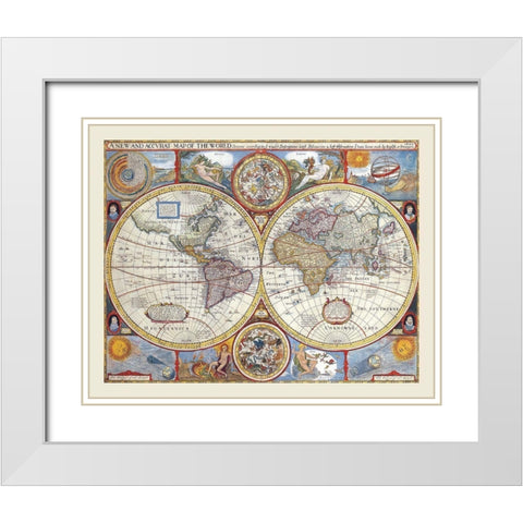 Western Eastern Hemispheres - 1627 White Modern Wood Framed Art Print with Double Matting by Unknown