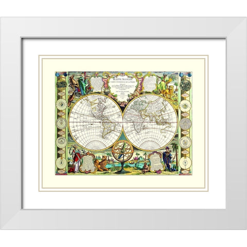 World - Nolin 1755 White Modern Wood Framed Art Print with Double Matting by Nolin