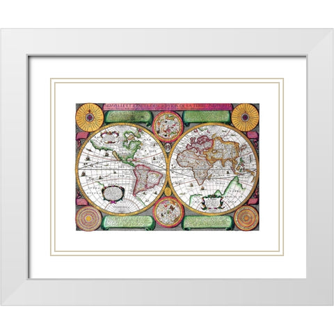 World - Boisseau White Modern Wood Framed Art Print with Double Matting by Boisseau
