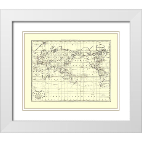 World Captain Cook Discoveries White Modern Wood Framed Art Print with Double Matting by Unknown