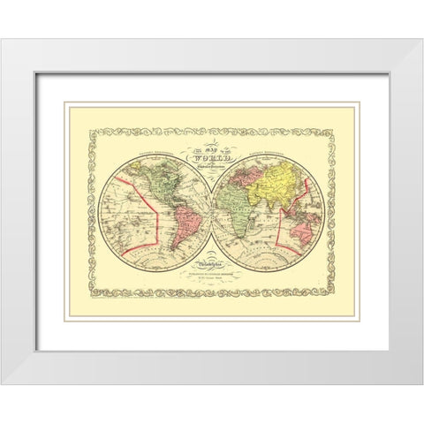 Globular Projection - Desilver 1856 White Modern Wood Framed Art Print with Double Matting by Desilver