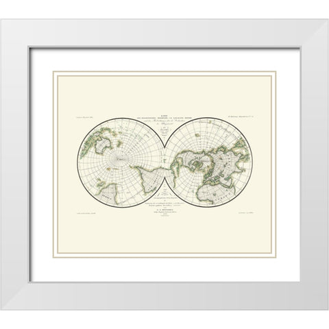 Magnetic Meridians Parallel Circuits White Modern Wood Framed Art Print with Double Matting by Duperrey