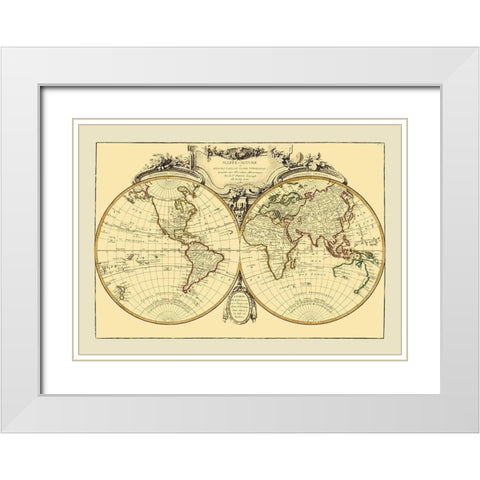 World - Janvier 1782 White Modern Wood Framed Art Print with Double Matting by Janvier