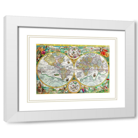 World - Plancio 1594 White Modern Wood Framed Art Print with Double Matting by Plancio