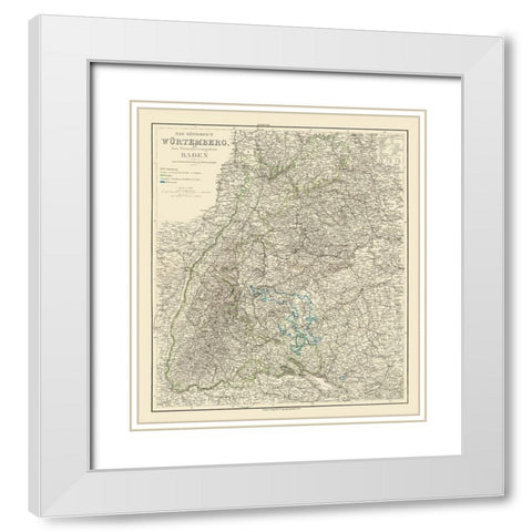 Wurtemberg Germany - Weiland 1856 White Modern Wood Framed Art Print with Double Matting by Weiland