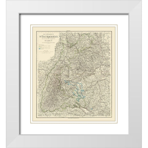 Wurtemberg Germany - Weiland 1856 White Modern Wood Framed Art Print with Double Matting by Weiland