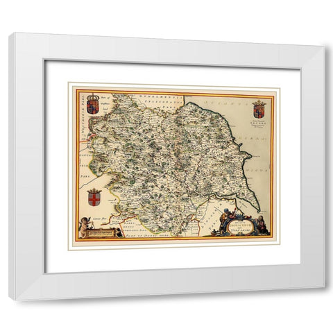 Yorkshire County England - Jansson 1645 White Modern Wood Framed Art Print with Double Matting by Jansson