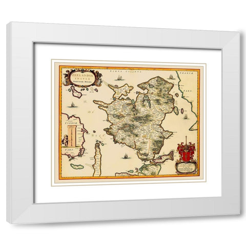 Denmark - Blaeu 1662 White Modern Wood Framed Art Print with Double Matting by Blaeu