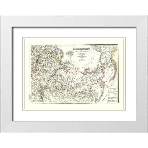 Russian Empire Europe Asia America - Weimer 1855 White Modern Wood Framed Art Print with Double Matting by Weimer
