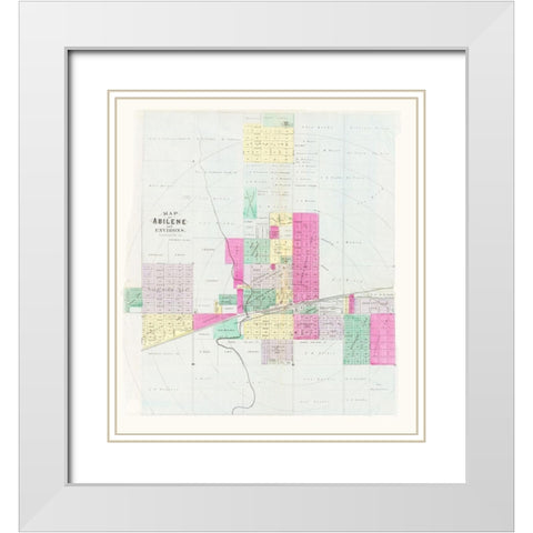 Abilene Kansas - Everts 1887 White Modern Wood Framed Art Print with Double Matting by Everts
