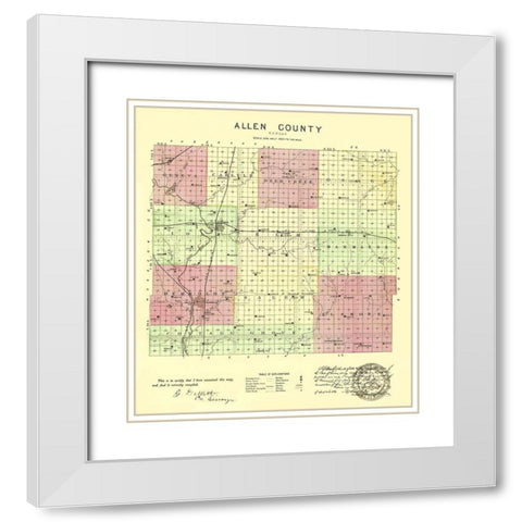 Allen Kansas - Everts 1887 White Modern Wood Framed Art Print with Double Matting by Everts