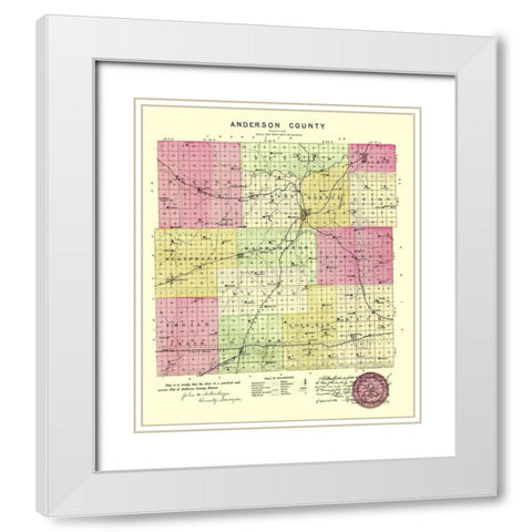 Anderson Kansas - Everts 1887 White Modern Wood Framed Art Print with Double Matting by Everts