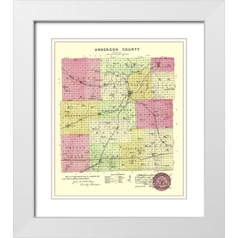 Anderson Kansas - Everts 1887 White Modern Wood Framed Art Print with Double Matting by Everts