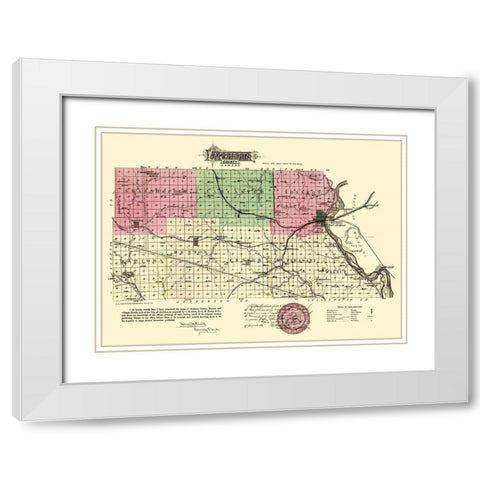 Atchison Kansas - Everts 1887 White Modern Wood Framed Art Print with Double Matting by Everts