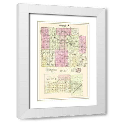 Barber Kansas - Everts 1887 White Modern Wood Framed Art Print with Double Matting by Everts