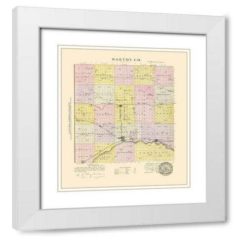 Barton Kansas - Everts 1887 White Modern Wood Framed Art Print with Double Matting by Everts