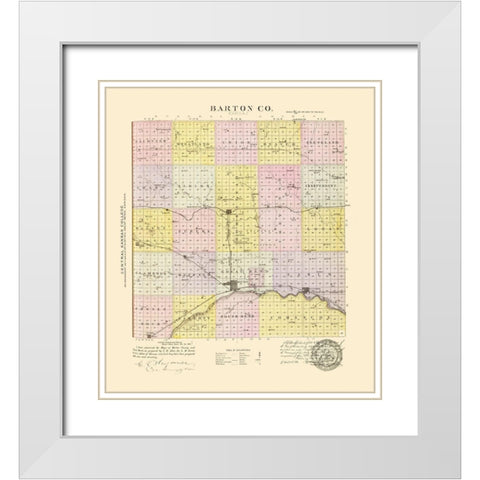 Barton Kansas - Everts 1887 White Modern Wood Framed Art Print with Double Matting by Everts