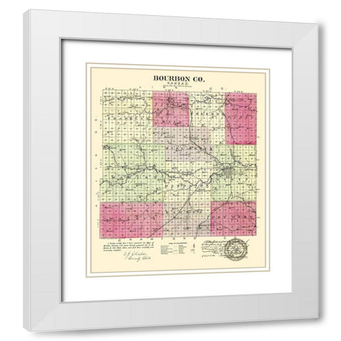 Bourbon Kansas - Everts 1887 White Modern Wood Framed Art Print with Double Matting by Everts