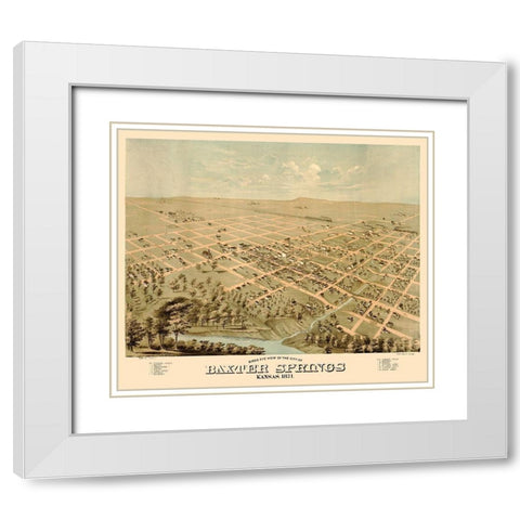 Baxter Springs Kansas - Glover 1871  White Modern Wood Framed Art Print with Double Matting by Glover