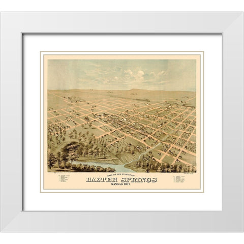Baxter Springs Kansas - Glover 1871  White Modern Wood Framed Art Print with Double Matting by Glover
