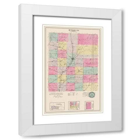 Butler Kansas - Everts 1887 White Modern Wood Framed Art Print with Double Matting by Everts
