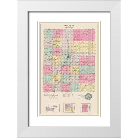 Butler Kansas - Everts 1887 White Modern Wood Framed Art Print with Double Matting by Everts