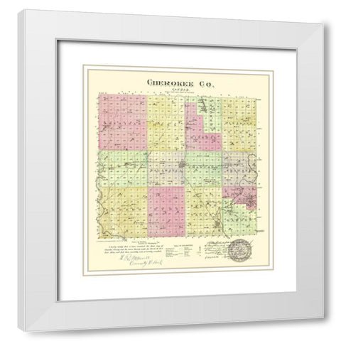 Cherokee Kansas - Everts 1887 White Modern Wood Framed Art Print with Double Matting by Everts